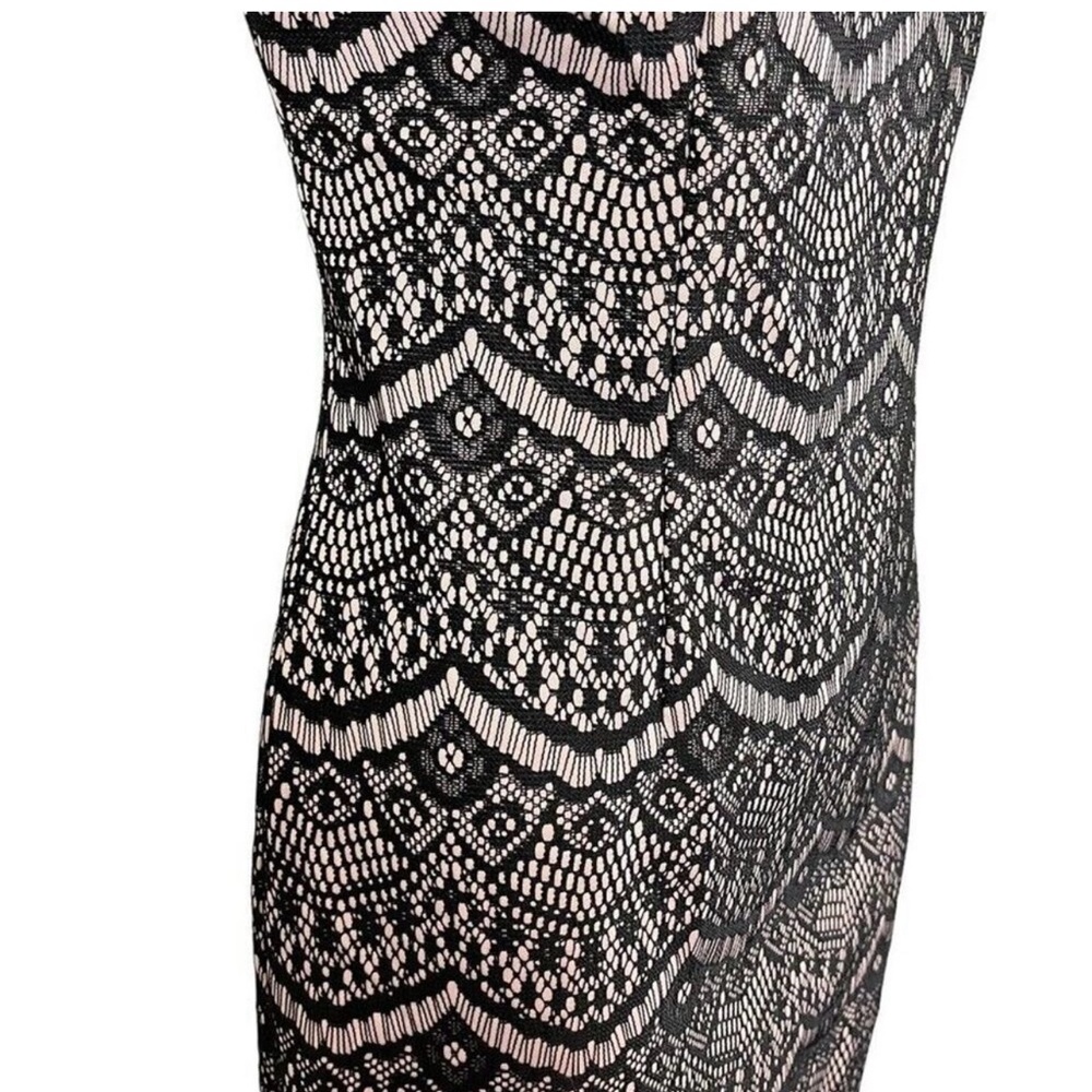 Jessica Simpson Womens Pink Black Lace Sleeveless Sheath Above Knee Dress sz 4